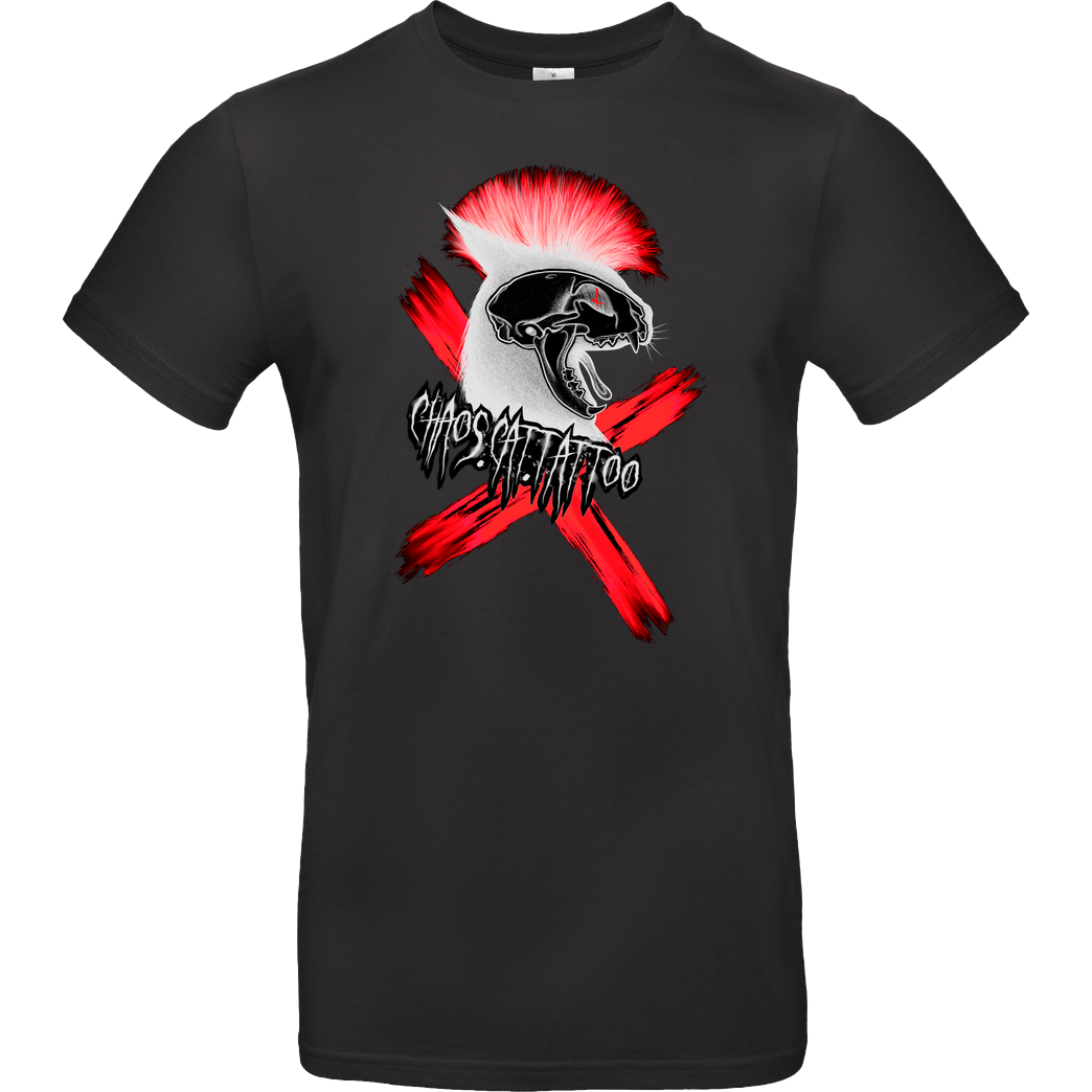 Xtrm.Ink Chaoscat Catskull T-Shirt B&C EXACT 190 - Schwarz