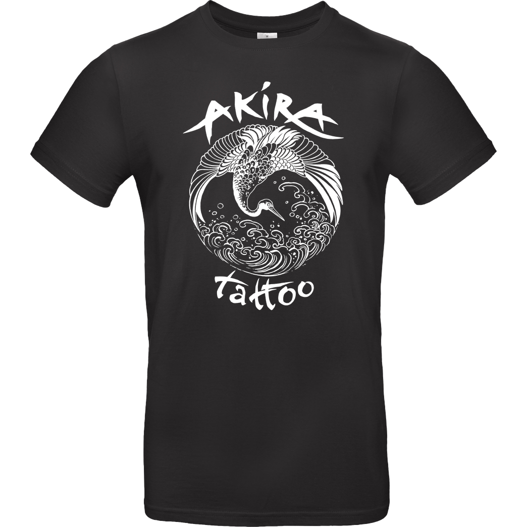 Akira Tattoo Akira Tattoo - Kranich - weiß T-Shirt B&C EXACT 190 - Black