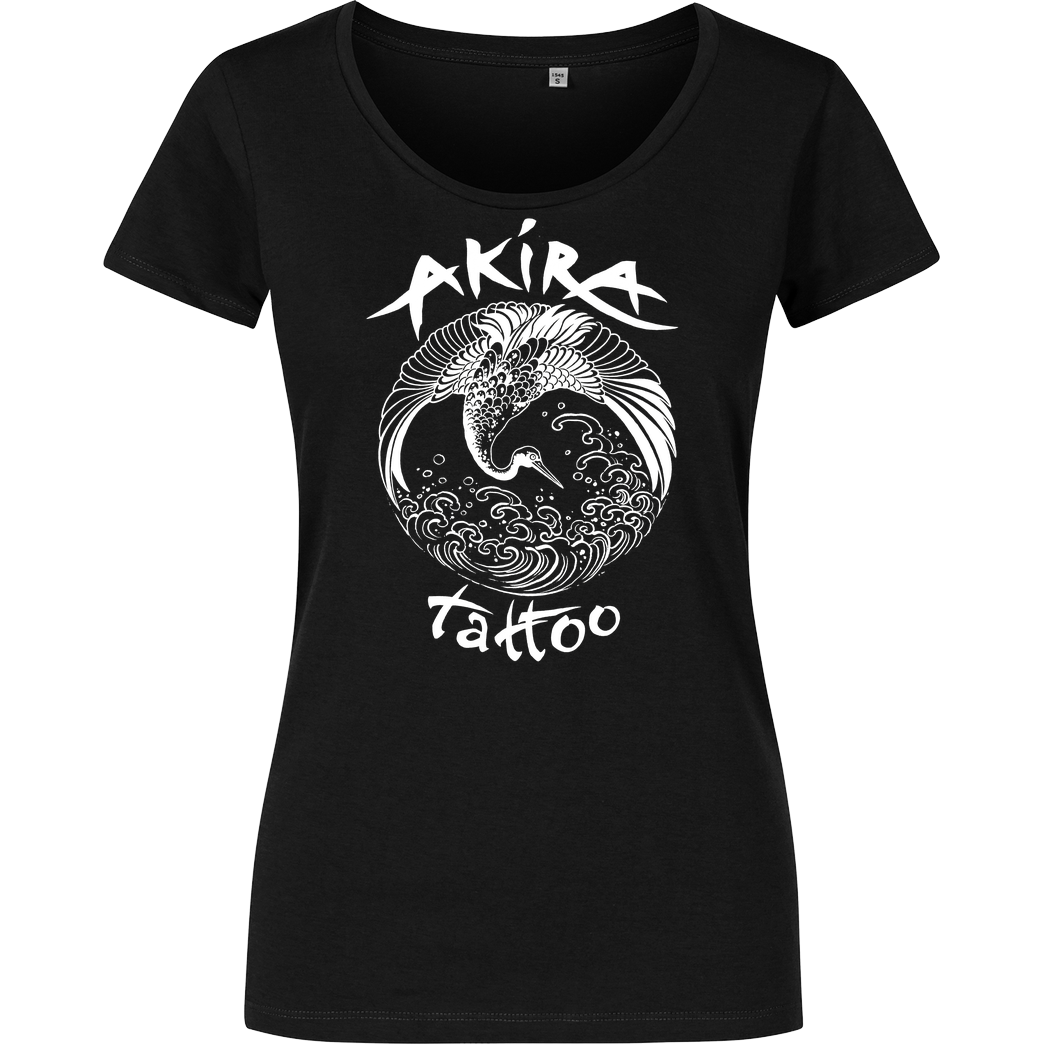 Akira Tattoo Akira Tattoo - Kranich - weiß T-Shirt Girlshirt schwarz