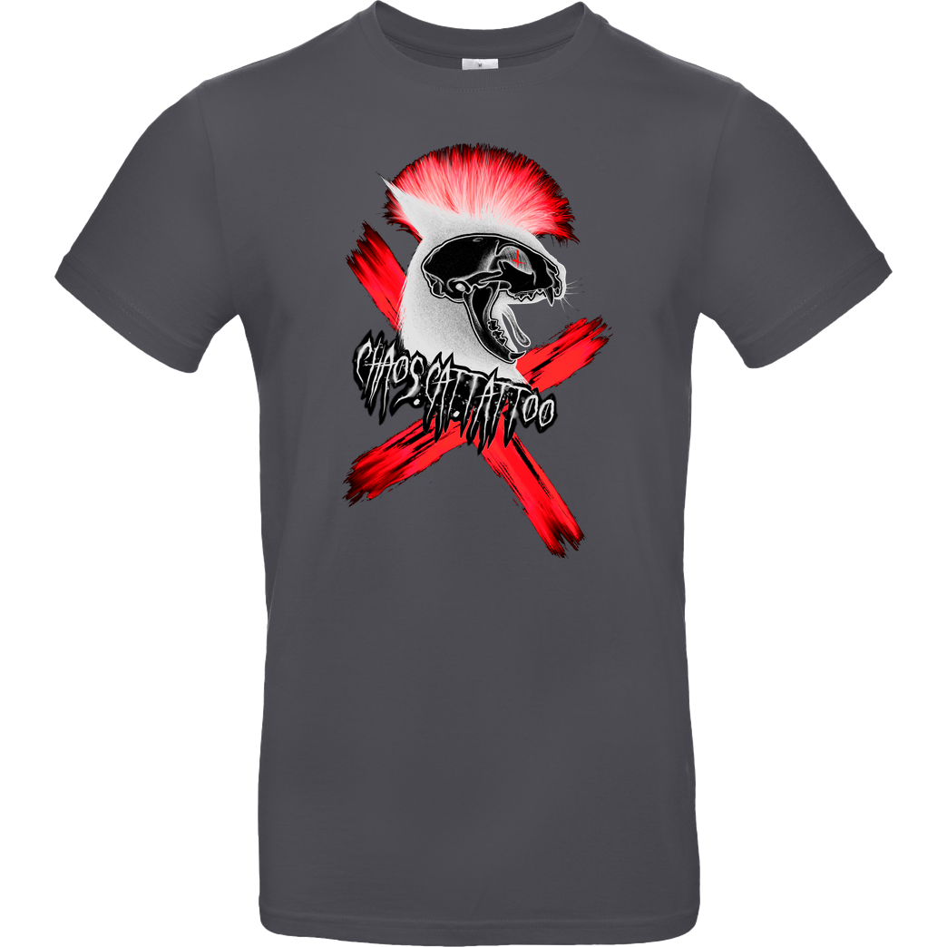 Xtrm.Ink Chaoscat Catskull T-Shirt B&C EXACT 190 - Dark Grey