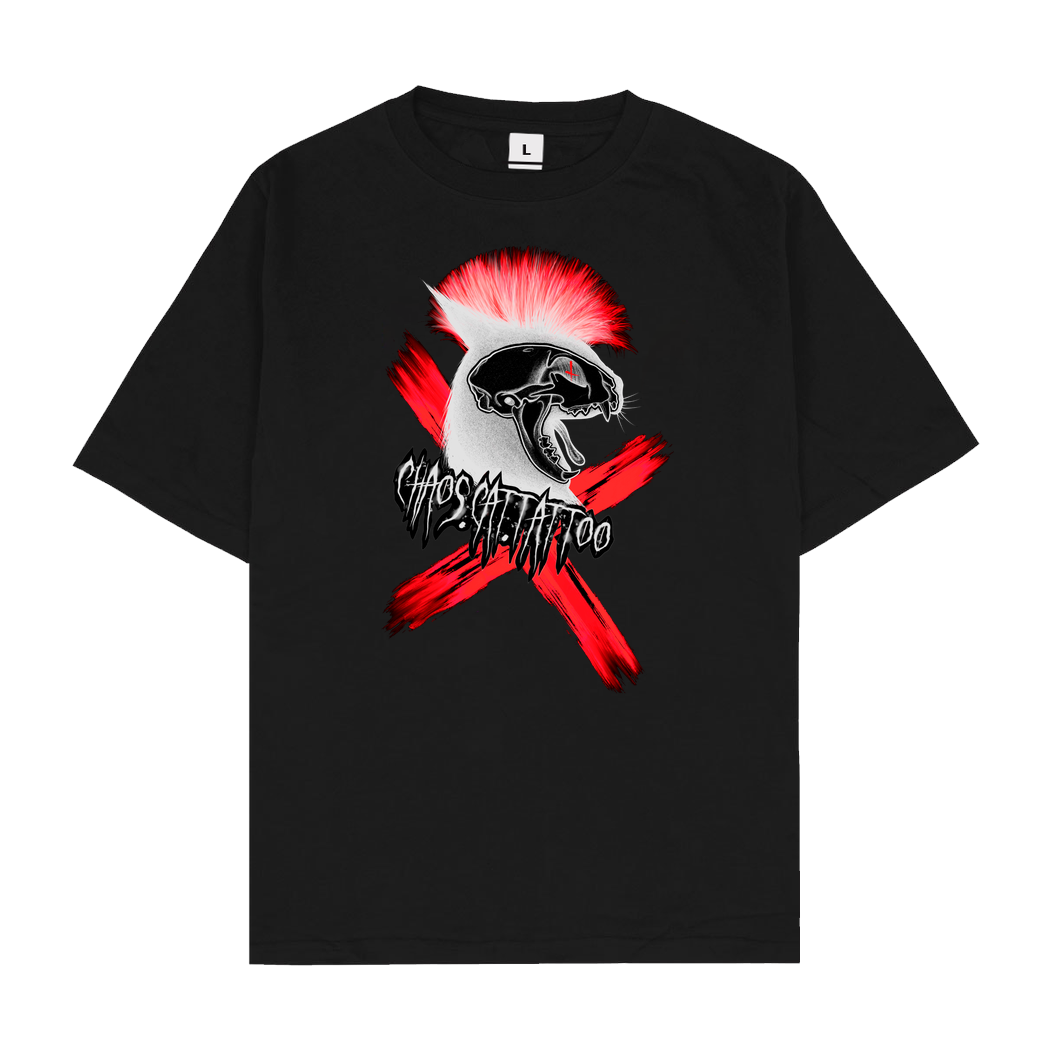 Xtrm.Ink Chaoscat Catskull T-Shirt Oversize T-Shirt - Black